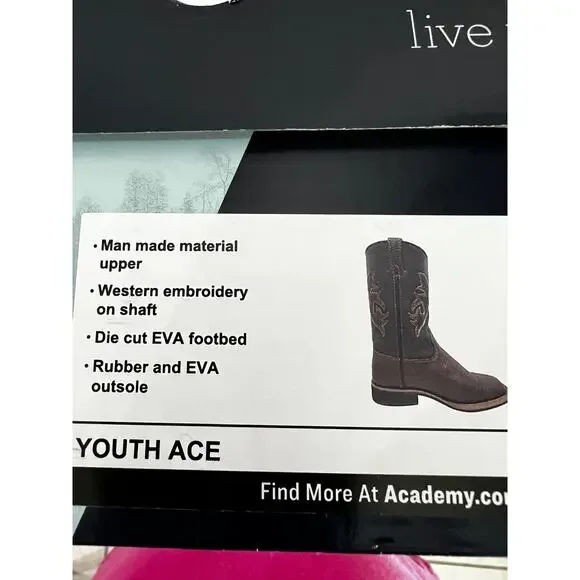 Magellan Outdoors Youth Western Cowboy Rodeo Boots Brown Embroidery Size 1M New - Picture 7 of 7